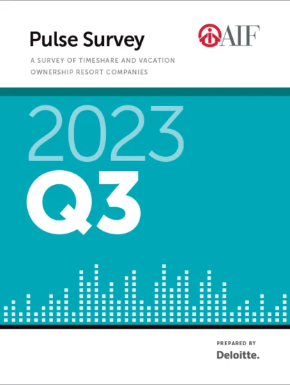 Cover of the "2023 Q3 Pulse Survey" report by AIF, prepared by Deloitte, featuring a teal background with white text and a bar graph pattern at the bottom.