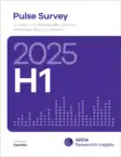 Cover page of the "2025 H1 Pulse Survey" by ARDA Research & Insights, featuring a purple color scheme, bar graph graphic, and Deloitte branding.