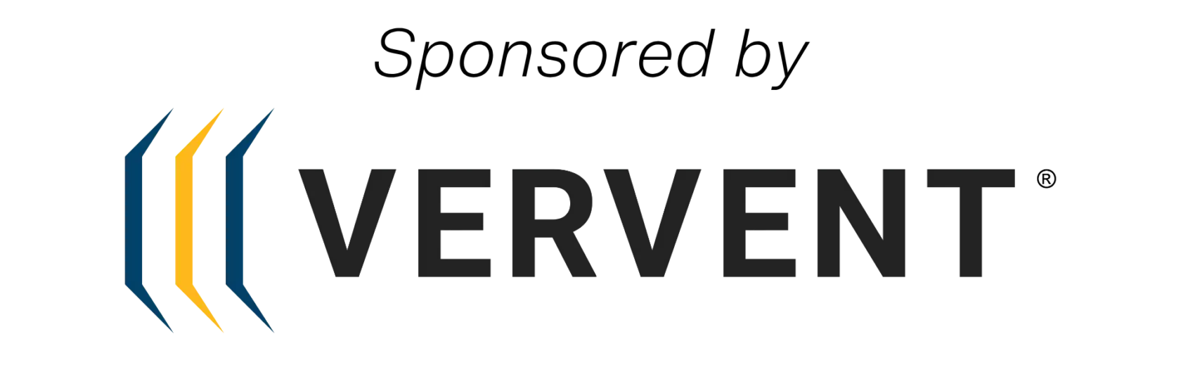 Sponsored by Vervent logo with two stylized colored lines to the left of the word ‘VERVENT’ in bold black text.