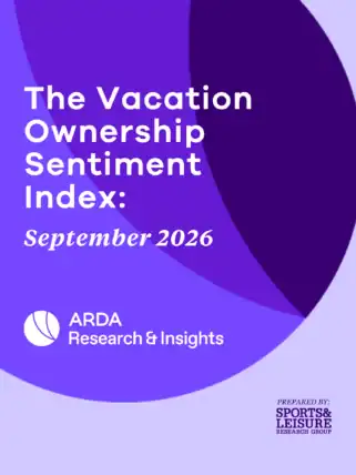 Report cover titled “The Vacation Ownership Sentiment Index: September 2026” by ARDA Research & Insights and Sports & Leisure Research Group.
